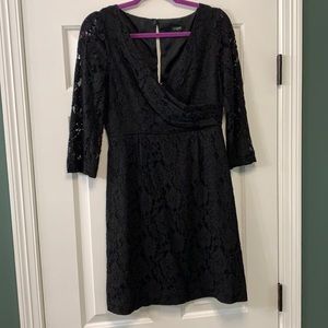 J. Crew Black Lace Wrap Long-Sleeve Dress